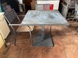 Industrial Grade Metal Patio Table w/ Chairs, 31.5in x 31.5in x 29.25in