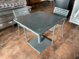 Industrial Grade Metal Patio Table w/ Chairs, 31.5in x 31.5in x 29.25in