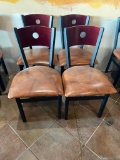 Four Restaurant Chairs by Selected Furniture - Iron Frame, Wood Back, Padded Seat