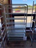 Aluminum Rolling Storage Dunnage Rack, 32in x 14in Shelves - Missing One Wheel