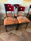 Four Restaurant Chairs by Selected Furniture - Iron Frame, Wood Back, Padded Seat