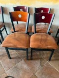 Four Restaurant Chairs by Selected Furniture - Iron Frame, Wood Back, Padded Seat