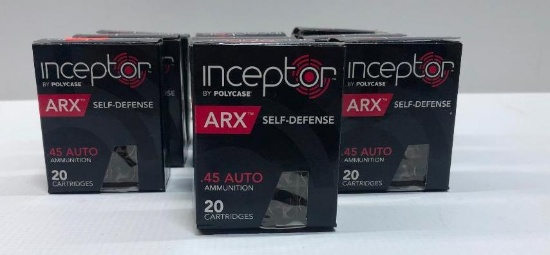 Inceptor ARX Self-Defense 114gr .45 Auto - 10 Boxes, 200 Total Rounds