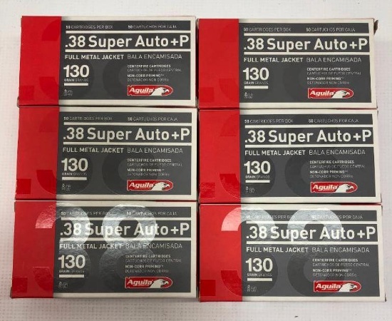 Aguila .38 Super Auto +P 130gr FMJ - 6 Boxes, 300 Total Rounds