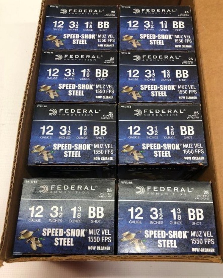 Federal Ammunition 12GA 3 1/2 Inch Speed Shok Steel BB - 8 Boxes, 200 Total Shells