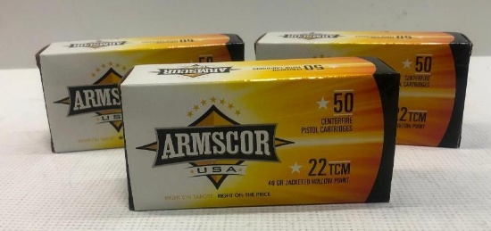 Armscor USA 22 TCM 40gr Jacketed Hollow Point - 3 Boxes, 150 Total Rounds