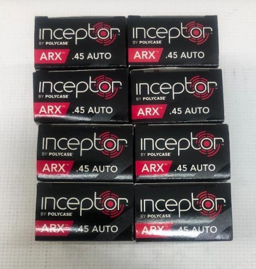 Inceptor .45 Auto 114gr ARX Self-Defense - 8 Boxes, 160 Total Rounds