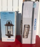 Lot of 2 Kichler Outdoor Post Lantern/ Kichler 5 Light Linear Pendant