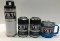 4 Items: YETI Rambler 18oz Bottle White,2 Rambler Colster Navy, Rambler 14oz Mug Tahoe Blue