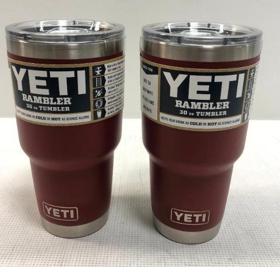 2 Items: YETI Rambler 30oz Tumbler, Brick Red