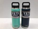 Qty. 2 YETI 26oz Bottles - 1 Navy, 1 Seafoam