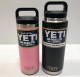 2 Items: YETI 26oz Bottle - Black & YETI 18oz Bottle - Limited Edition Pink