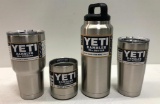 4 Items: YETI 36oz Bottle, YETI 10oz Lowball, YETI 30oz Rambler, YETI 20oz Rambler - All Stainless