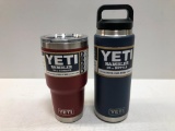 2 Items: YETI 26oz Bottle - Navy & YETI 30oz Rambler - Brick Red