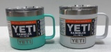 Qty. 2 YETI 14oz Mugs - 1 White, 1 Seafoam