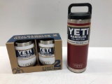 2 Items: YETI Wine Tumbler 2 Pack - White & YETI 18oz Bottle - Brick Red