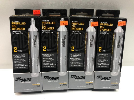 Qty. 4 Sig Sauer 90 Gram Prefilled CO2 Cylinder 2 Packs - 8 Total Cylinders - CANNOT SHIP