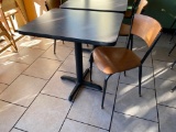 2 Restaurant Tables & 1 Chair, Pedestal Base, Laminate Top, Tables 30in x 24in & 29.5in H
