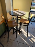 High Top Pub Table (29in x 43in) w/ 2 Bar Stools/Pub Chairs, Metal Bases, Laminate Tops, Sides,