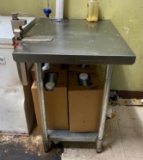 Stainless Steel Prep Table w/ Edlund Commercial Can Opener, Lower Shelf, 24in x 30in x 35in