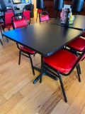 Restaurant Table, Black Laminate Top, Single Pedestal, 30in x 30in x 30in, Nice/Clean/Modern