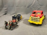 Vintage Wyandotte Truck and Cast Iron Coach with Horses