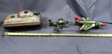Marx Remote Controlled Tank- NO CONTROLLER and Tin X-5 Plane and Tin USAF Friction Plane 6'' Long