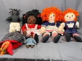 Lot of Various Raggety Ann Dolls and Topsy Turvy Doll