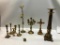 Lot of Various Brass Candle Holders, Jesus on the Cross Figure, etc. See Pictures for Details