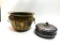 Large Brass Cauldron and Other Vintage Dish