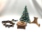 Candle Light Porcelain Christmas Tree, Sleighbells, and Easel