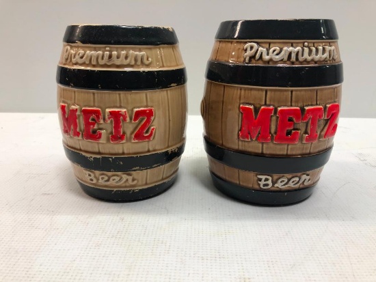 2 Metz Premium Beer Barrel Coin Banks