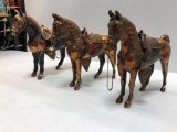 Lot of 3 Larger Brass Horse Figurines