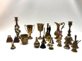 Lot of Various Brass Bells, Candle Holders, etc. - See Pictures for Details