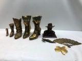 Lot of Brass Boots and Other Brass Items - See Pictures for Details