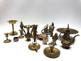 Miscellaneous Brass Candle Holders and Other Items