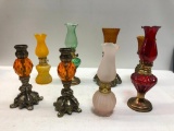 Lot of Vintage Candle Holders and Kerosene Lamps