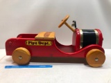 Vintage Wooden Kiddie Fire Engine Push Car