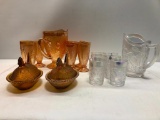 Lot of Miscellaneous Glassware - Orange and Pearlescent