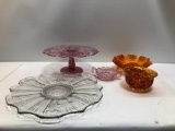 Lot of Miscellaneous Glassware - Pink and Orange