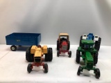 Vintage Die Cast Tractors and 1 Trailer