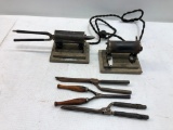 2 Antique Curling Irons with Intact Heaters