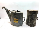 Old Metal Watering Can and Dairy Can
