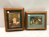Seven Antique Prints in Oak Frames