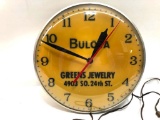 Vintage Omaha, NE Bulova Greens Jewelry Advertising Clock