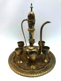 Vintage Moroccan Brass Tea Set