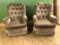 2 Gray Swivel Rocker Upholstured Chairs