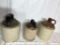 Lot of 3 Crock Stoneware Jugs, One Western in Decent Shape, Others have cracks