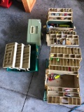 4 Old Plano Tackle Boxes - Some Tackle Included w/ Lures, Spoons, Bobbers, Misc.