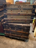 Lot of 2 Antique Trunks, 34in x 21in x 18in, Matching or Close to a Matched Set